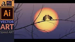 Evening sky Vector Illustration in Adobe Illustration CC | Speed Art
