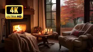 🔥 Fall Fireplace Ambience 4K | 30 mins Crackling Fire & Cozy Autumn Vibes | No Music