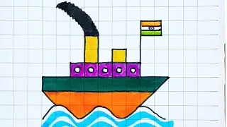 how to draw a ship, easy ship drawing, graph paper drawing #drawing