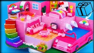 DIY Miniature Cute House 😍 | Build Pink Miniature House Craft  🏡✂️