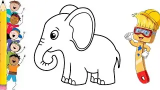 How to Draw a Cute Pink Elephant Step by Step for Kids | Easy Drawing and Coloring