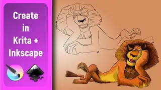 Speed Art Inkscape 1.0 + Krita: Create a sketch for coloring and colorize (Krita + Inkscape)