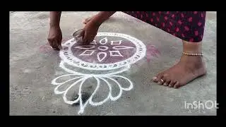 free hand Chakra Rangoli / puratasi sani kolam / Chakra muggu