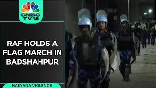 Haryana Communal Violence: Rapid Action Force Holds A Flag March in Gurugram's Badshahpur
