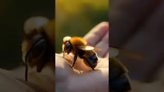 Adorable Bee in Hand! Nature's Tiny Marvel 🐝