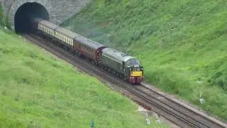 40145 on Full power climbing up Bincombe on the Pathfinders Railtours 50 years Anniversary. 10/06/23