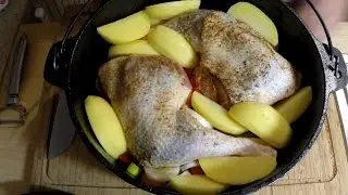 Hühnerschenkel mit Gemüse aus dem Dutch Oven