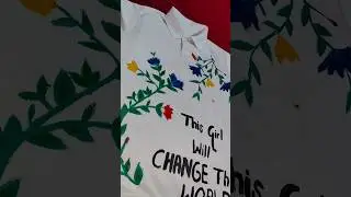 easy simple and quick white t shirt fabric painting idea #creativemending #fabricart