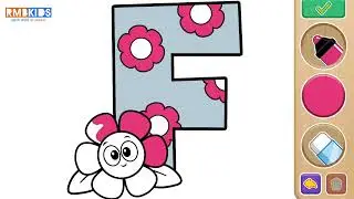F for Flower Drawing | Colourful Flower Drawing for Kids | Alphabet F Drawing | @RmbKids 