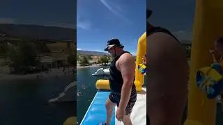 130kg man launches 50kg girl in the air on worlds biggest Blob pillow!