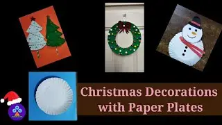Christmas decorations with Paper Plates 🎄☃️/DIY Christmas Tree,Wreath, Snowman/Very Easy and Simple