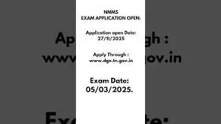 Nmms application /Nmms exam date/Tn Nmms exam/Application website.....