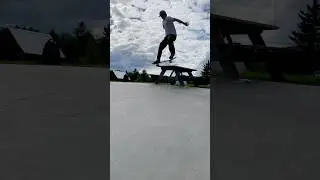 Frontside 180 off a picnic table #skate #skateboarding #shorts #kickflip # sk8