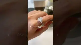 4 Carat Emerald Cut Moissanite Ring - Bold Elegance with Unique Side Accents