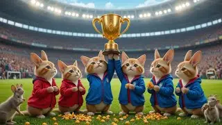 A football competition of Cat and rabbits in the stadium| cat Cartoon Videos | 3D Animated Videos