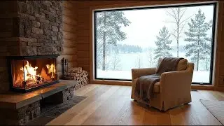 Winter Cabin Ambience: Crackling Fireplace Sounds for Deep Sleep & Relaxation 🔥❄️ Cozy Snow Day