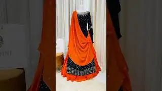 Royal Contrast Kurti Set-Black/Orange