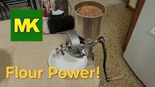 Grinding our own Flour and Making some Bran Muffins.