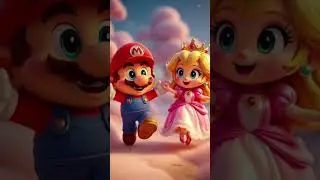 Adorable Mario bros y princesa peach bailando para ni&ntilde;os peque&ntilde;a #aimusic #animation