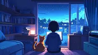 Purring Cozy | Blue Night, Books & My Cat | Chill Lofi Hip Hop Mix [Heavy Bass for Study/Relax]