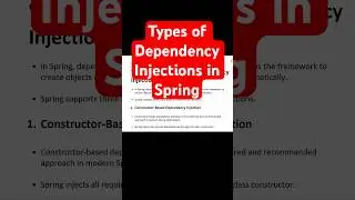 What Are the Types of Dependency Injection in Spring  #java  #springplatform