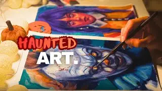 Halloween Took Over My Studio 🎃 | Painting Scary & Cosplay Portraits (Pennywise + Wednesday Addams)