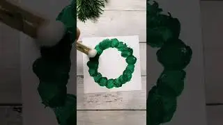 Cotton ball painted wreaths! #kidscrafts #christmascrafts #shorts