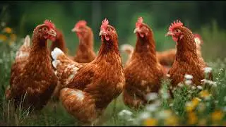 Free Range Chickens in Field 🐓 | Farm Animals Grazing | Rural Life Stock Footage 4K