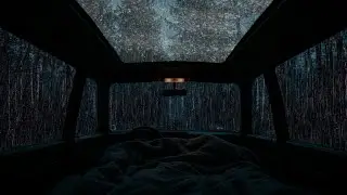 Relaxing Rain & Thunder on Cozy Car ⛈ Deep Sleep Sounds, Stress Relief & Peaceful Night Ambience