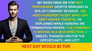 My Boss Fired Me For _Underperforming_ Despite Bringing 40% Of Revenue. Next Day Would Be Fun -