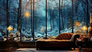 8 Hours Cozy Winter Living Room ❄️ Snowstorm Outside, Warm Inside & Soft Jazz