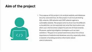 Website & Database Security - Production Project Video