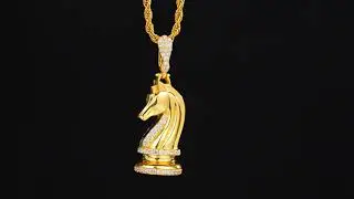 MOISSANITE DIAMOND CHESS KNIGHT HORSE PENDANT IN STERLING SILVER