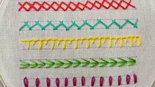 🧶🪡5 Puntadas BÁSICAS bordadas a mano para PRINCIPIANTES 🪡🧶 #embroidery #bordaramano 