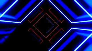 🔷 Заставка Экрана 4K &ndash; Футуристический Цифровой VJ-Туннель Синие и Красные Неоны (Без Звука)