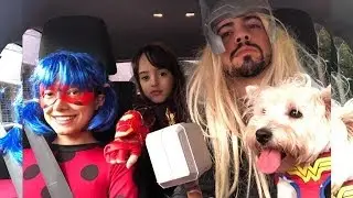Superheroes Surprise Happy Dog With Dancing Car Ride