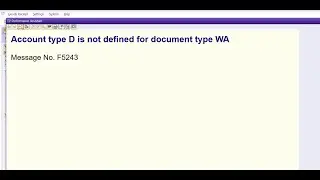 Тип счета D не определен для типа документа WA &mdash; сообщение № F5243
