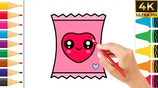 candy with heart face drawing coloring long