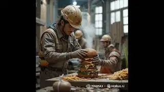 burger making on big factory
