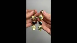 Серьги из серебра 925 пробы с ониксом и топазами Element47 7_SR_BT_OX_YG