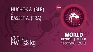 1/8 FW - 58 kg: A. HUCHOK (BLR) df. A. BASSET (FRA), 6-1