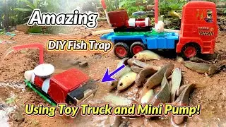 Catch Fish Using Toy Truck and Mini Diesel Water Pump &ndash; Incredible DIY Fishing Idea!