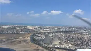 Haifa (LLHA) Day Light landing - You can see two chimneys along the RWY 34 approach