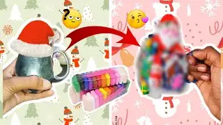DIY Christmas Clay Pot Art - 🎄Easy Tutorial ||🎅 How to make a beautiful Christmas gift with clay ❄️