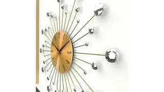 Deco 79 Metal Starburst Wall Clock with Crystal Accents, 15