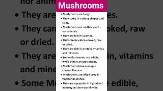 10 Lines Essay On Mushroom 🍄# Viral # trending shorts # Youtube shorts # essay writing #