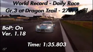 WORLD RECORD | Gran Turismo Sport | Daily Race at Dragon Trail (Gr.3) - 1:35.803