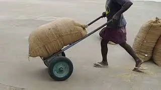Hand trolley 8675221380 heavy duty capacity 100kg Purpose:paddy rice mill oil mill loading Trolley