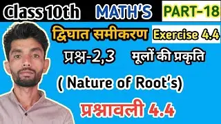 Class 10 Maths Quadratic equation Exercise 4.4 || Nature of Root's ||