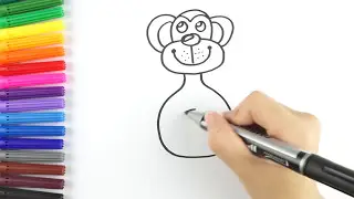 Monkey Drawing With Coloring | Monkey Coloring Pages For Kids To Learn Colors